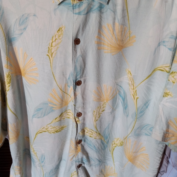 Tommy Bahama Traditional Fit Leaf Novelty 57% Silk Vacation Beach Shirt Blue XL - Picture 7 of 9
